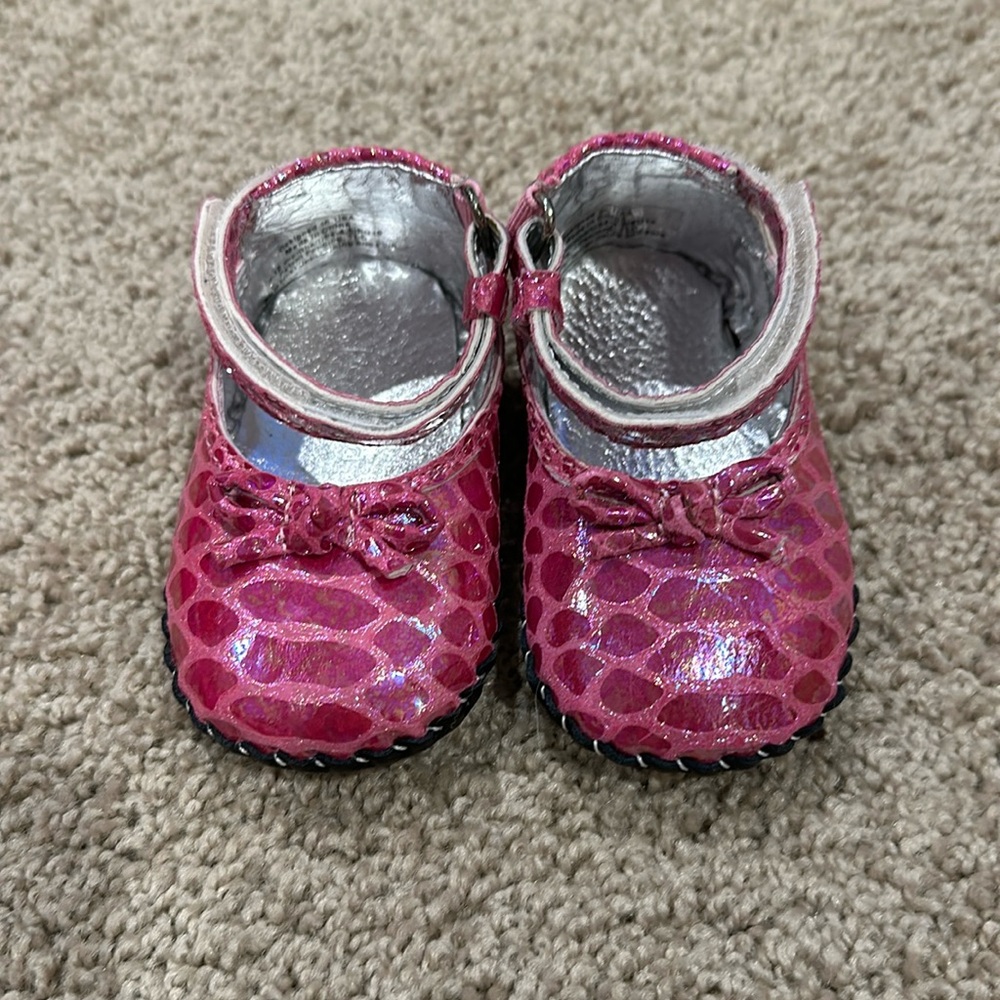 Pedi ped pink shimmer baby girl shoes 6-12 months